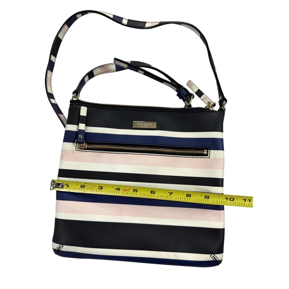 Kate Spade Crossbody Bag Womens Medium Multi Stripe Saffiano Leather Zip